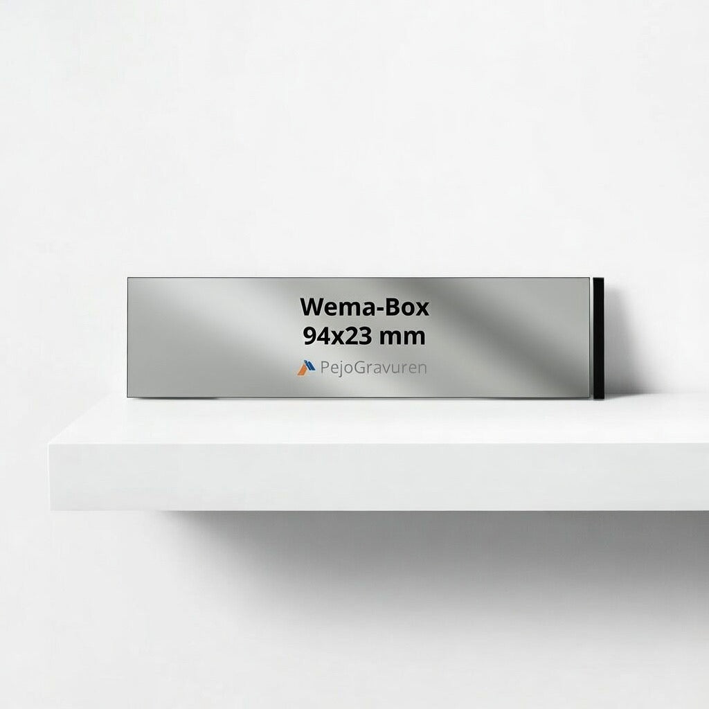 Wema Box Briefkastenschild – 94 x 23 mm – Kunststoff Silber