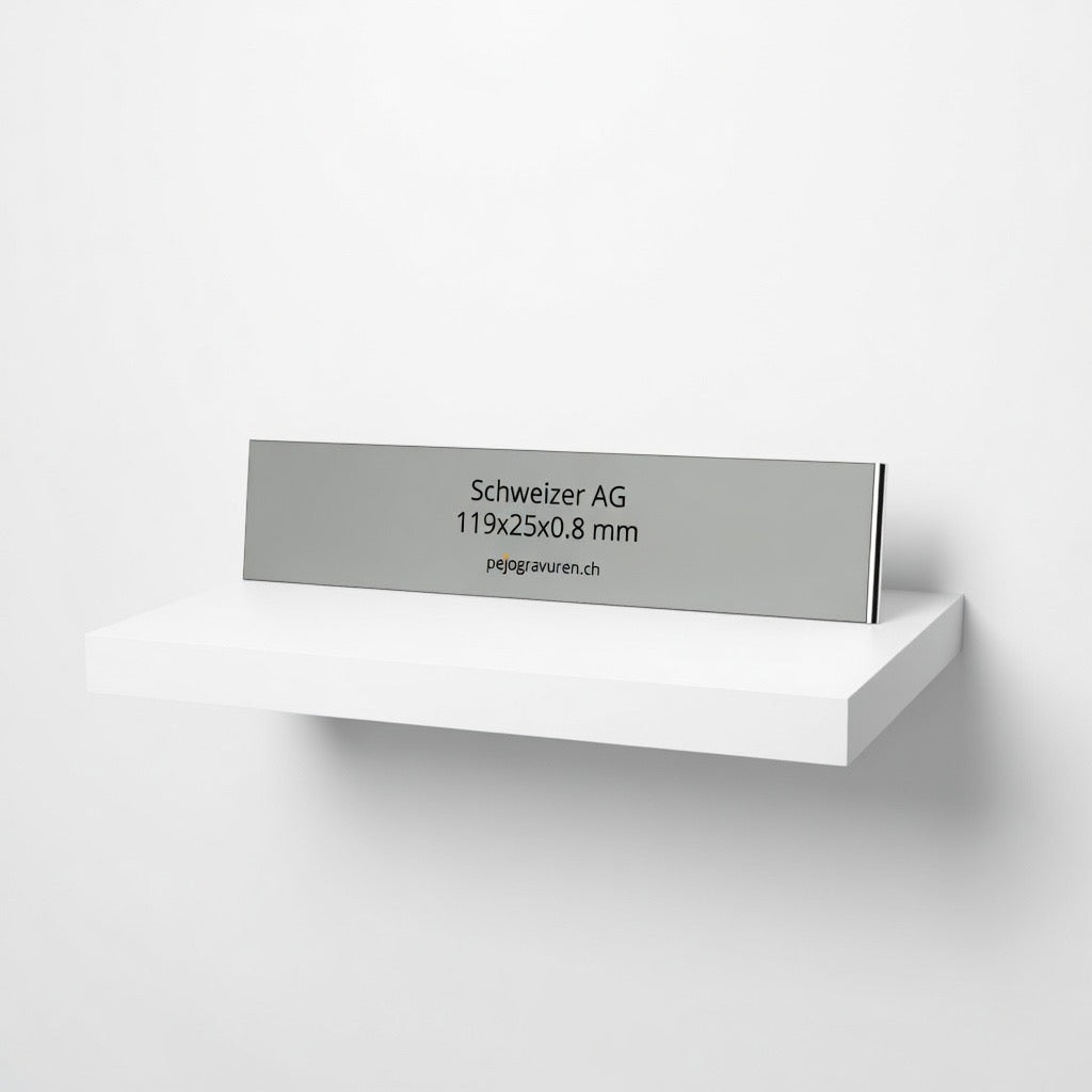 Briefkastenschild, Schweizer 119x25, Kunststoff, Alu Matt, graviert