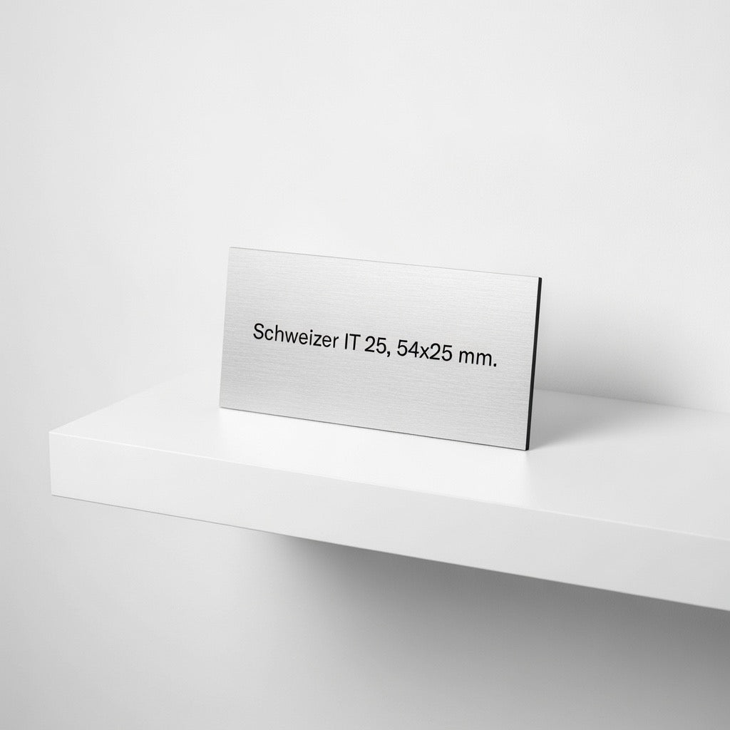 Schweizer, IT 25, 54x25, Aluminium, Einsteckzapfen, Klingelschild, Sonnerieschild