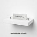 Graviertes Feller Visaphone Sonnerieschild aus Aluminium eloxiert, Mass 59 x 20 mm, mit zwei Bohrungen für die Schraubmontage.