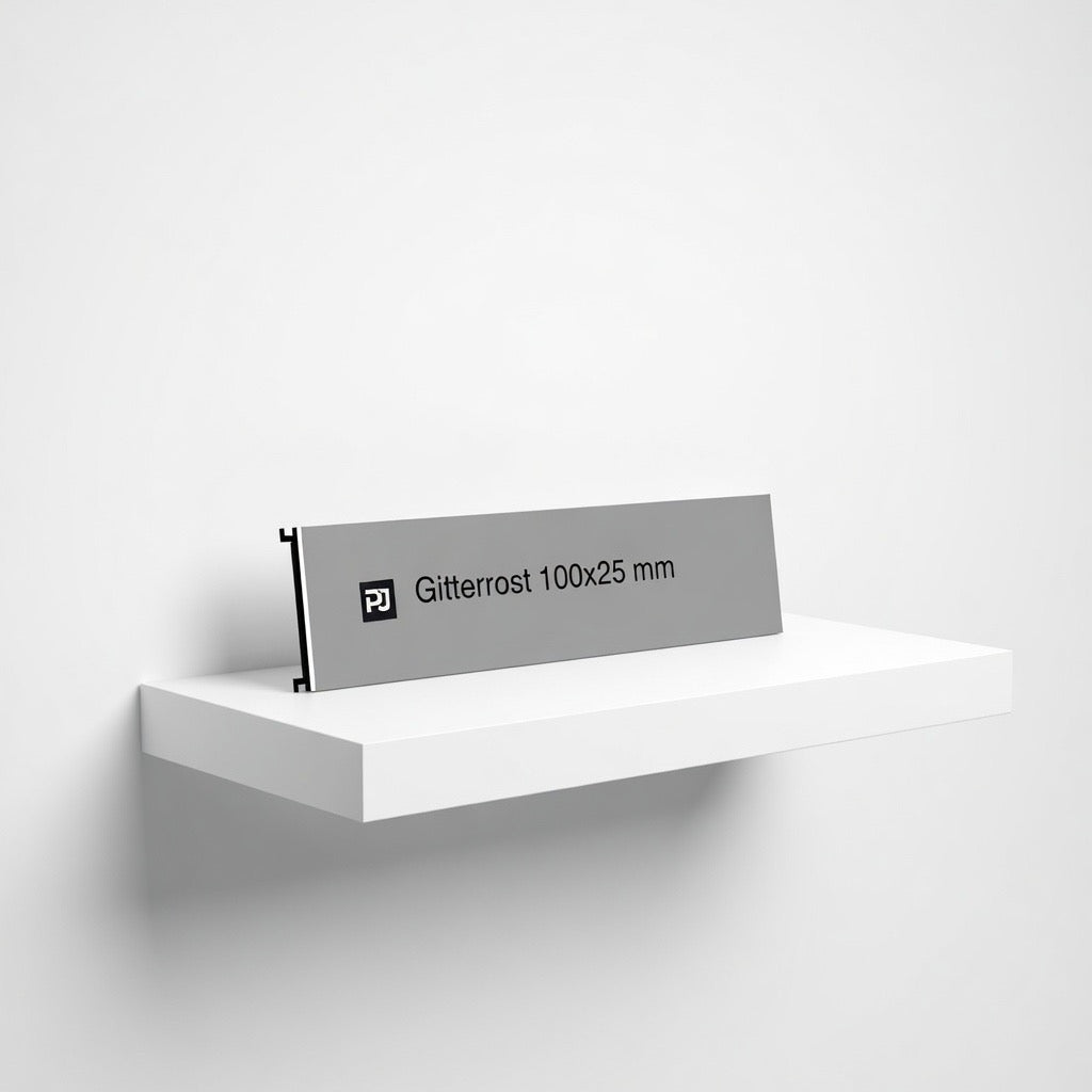 Gitterrost, 100x25, Haltefeder, Clip, Aluminium, Silber, Briefkastenschild