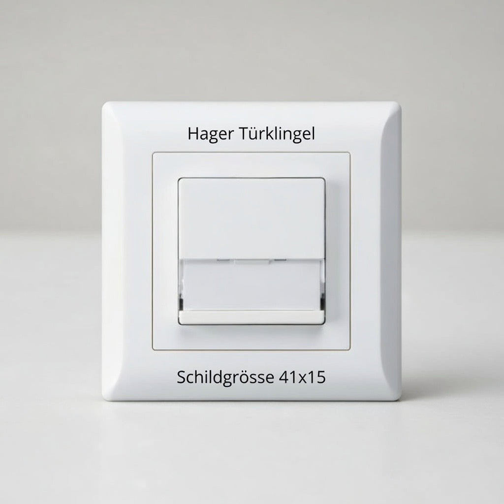 Hager Türklingel, Schildgrösse 41x15 mm, Weiss, Schwarz, Silber