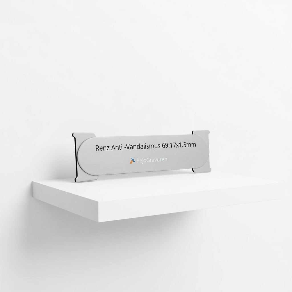 Renz, Anti-Vandalismus, 69x17, 1.5mm, Inox, Aluminium, Eingefärbt, Gravur