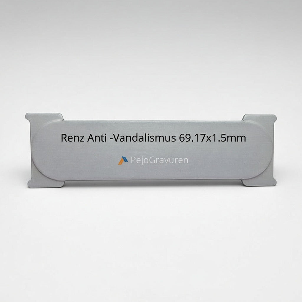 Renz, Anti-Vandalismus, 69x17, 1.5mm, Inox, Aluminium, Eingefärbt, Gravur