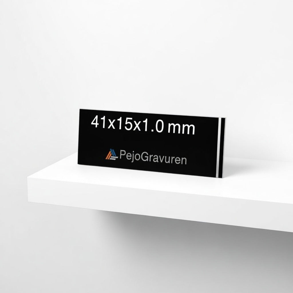 41x15, Klingelschild, Sonnerie, Plexiglas, M3, M2.6, Kunststoff, Silber, Schwarz, Weiss