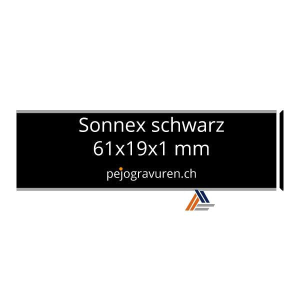 Sonnex Aluminiumschild – 61 x 19 mm – Schwarz eloxiert