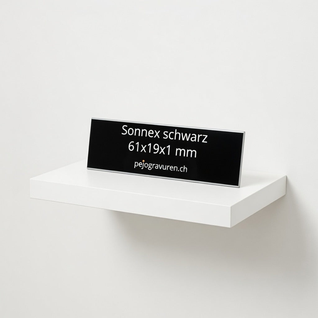 Sonnex, 51x19, Schwarz, Eloxiert, BSonnerieschild, Aluminium