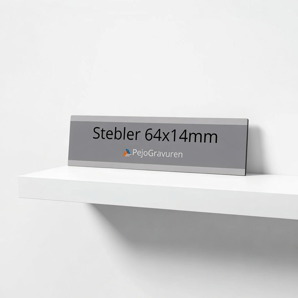 Stebler, 64x14.5, Aluminium, Silber, Briefkastenschild, Gravur, Eloxiert