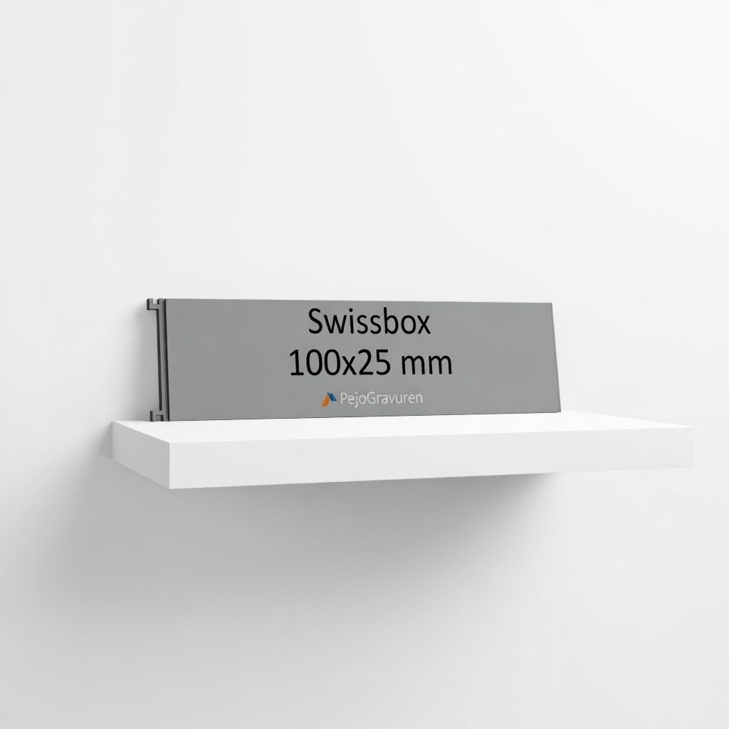 Swissbox, 100x25, Aluminium, Silber, Briefkastenschild, Gravur