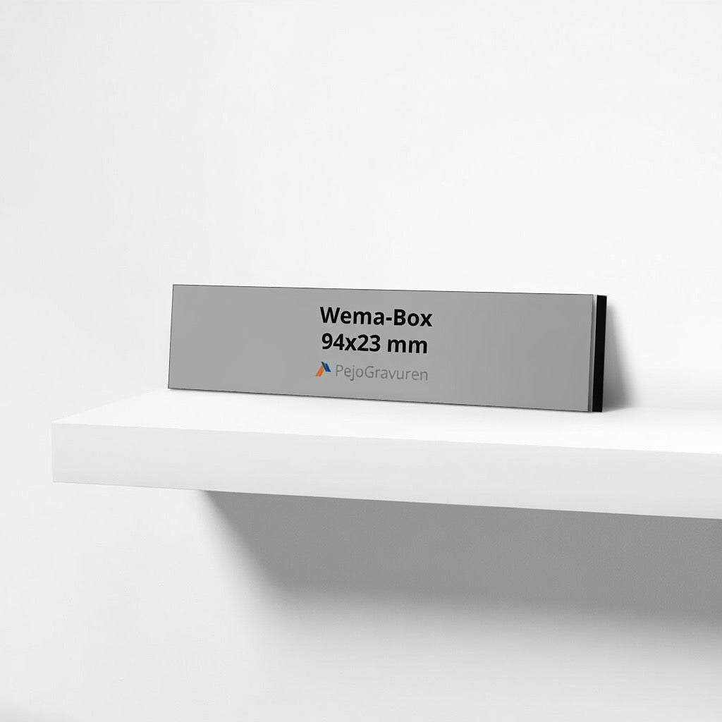 Wema Box, 94x23, 2.5mm, Kunststoff, Silber, Briefkastenschild, Gravur